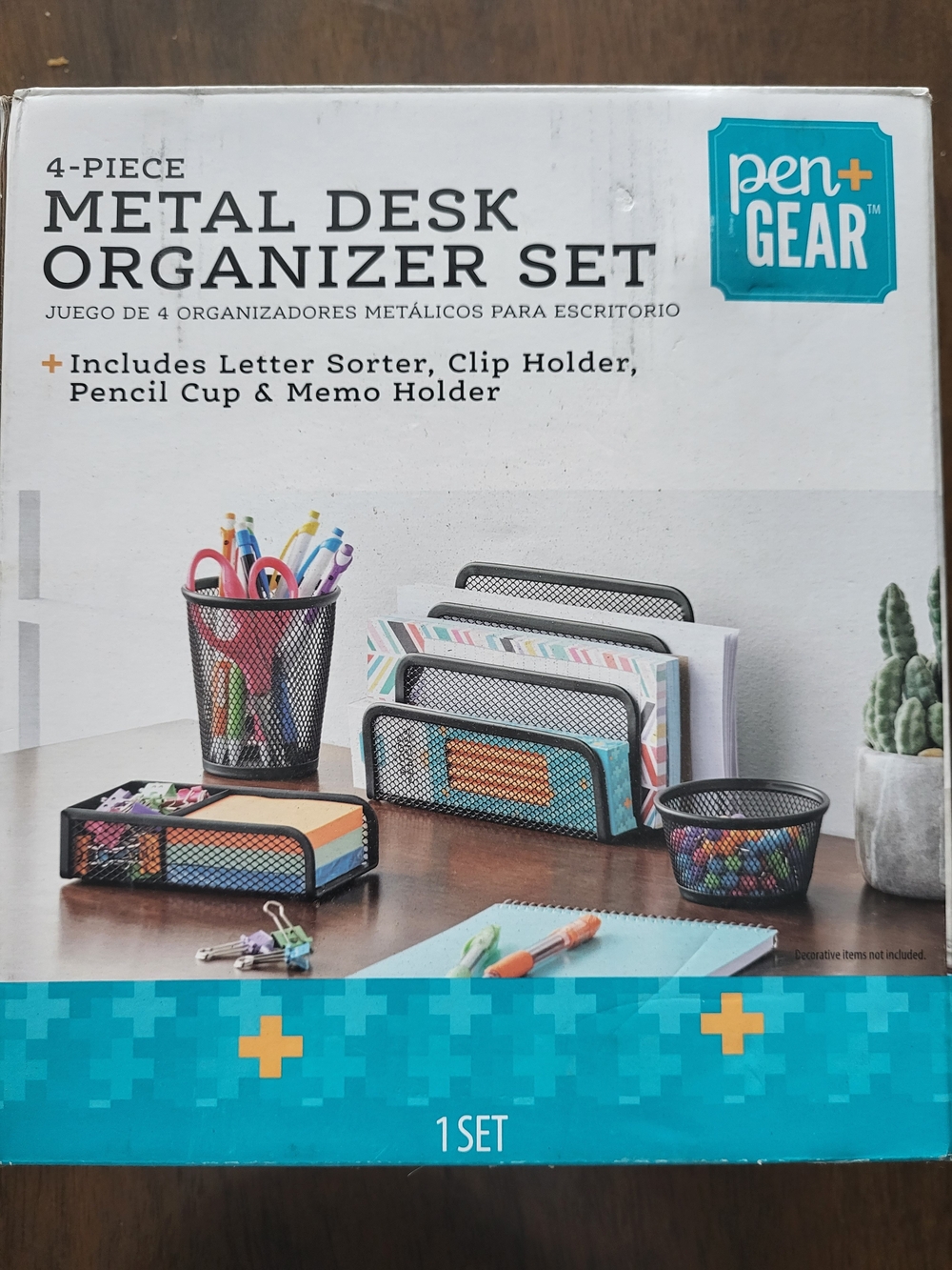 Pen+Gear Black Metal Desk Organizer Set - 4 Piece